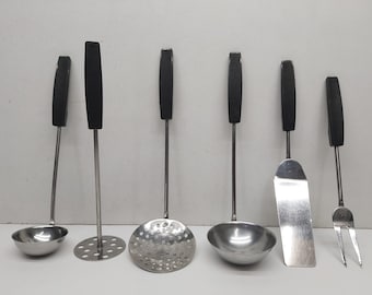 Vintage Stainless Steel Kitchen Utensil Set: Retro Cooking Gadgets