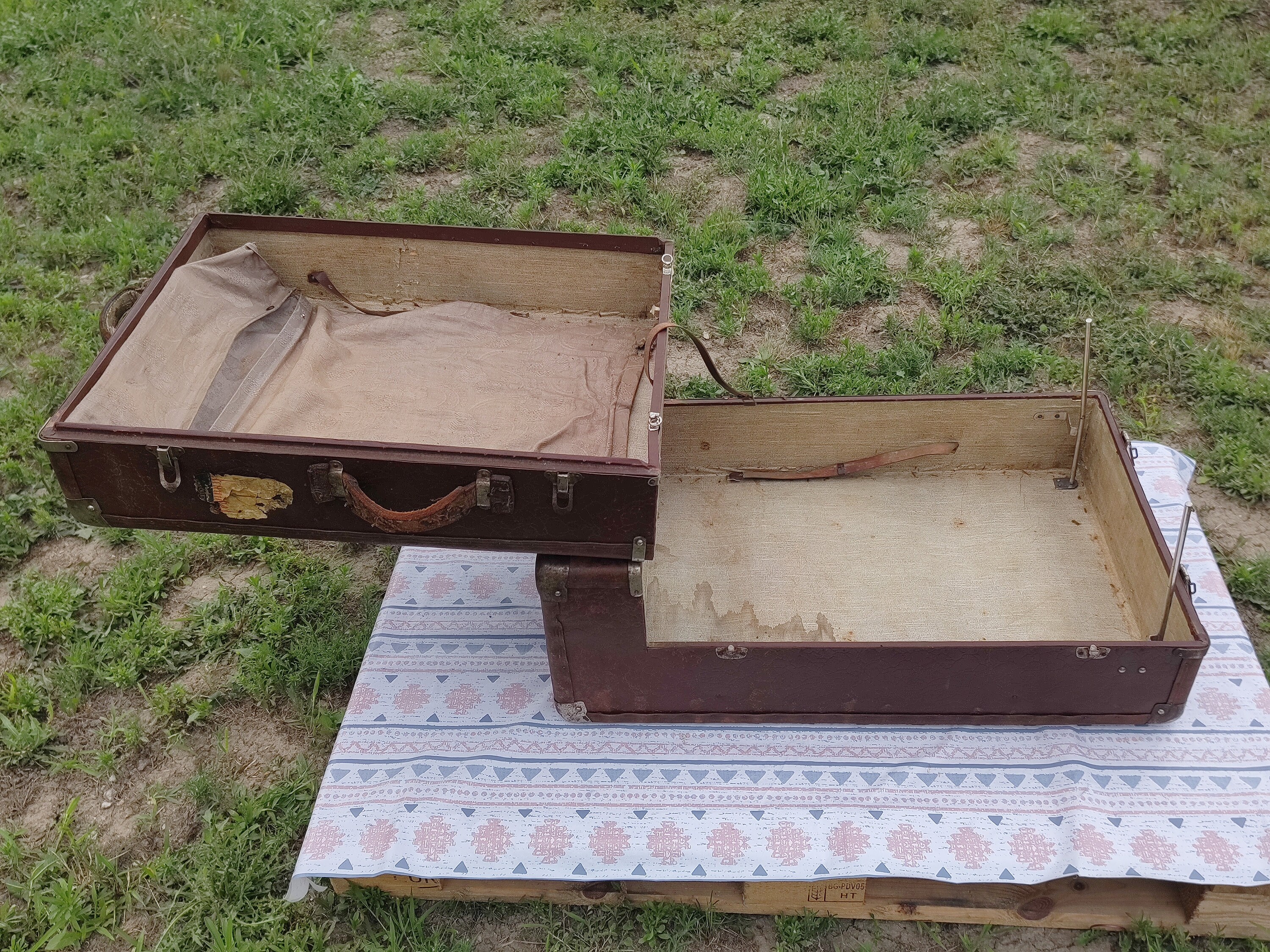 40's Vintage trunk case Brown 1930's-40's Antique ALLIGATOR Skin