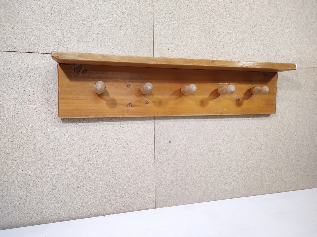 Vintage Wooden Coat Rack Rustic Wall Hanger Old Peg Rack Unique