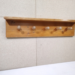 Vintage Wooden Coat Rack: Rustic Farmhouse Wall Hanger