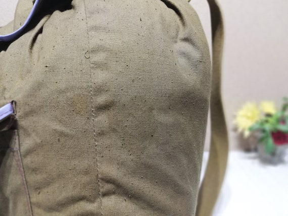 Large Canvas Backpack: Vintage Distressed Militar… - image 6