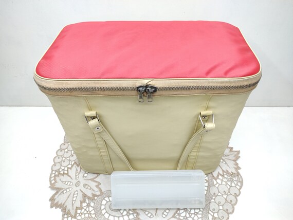 ヴィンテージビニールクーラーバッグ：断熱ピクニックランチボックス