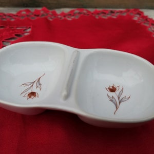 Vintage Bulgarian Porcelain Double Salt Cellar: Floral Decor, 1970s