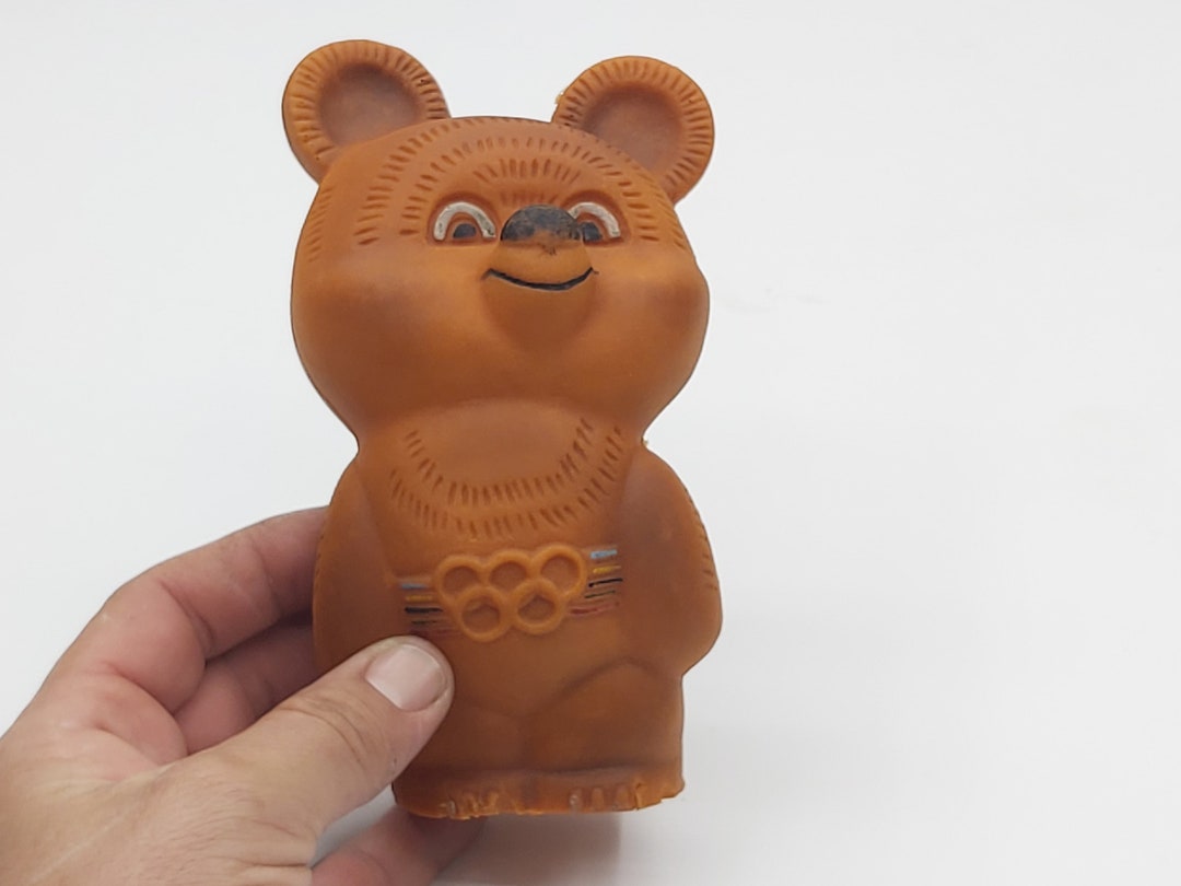 1980年代のオリンピックの熊の磁器の置物