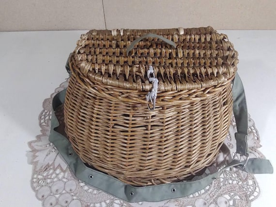 Panier à poissons Vintage en osier, Cage de pêche,... - Grandado