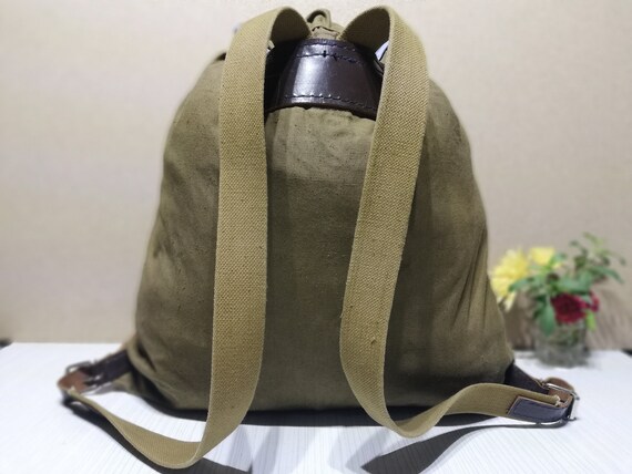 Large Canvas Backpack: Vintage Distressed Militar… - image 4