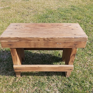 Vintage wooden stool - Handmade wooden bench - Farmhouse milking stool - Primitive step stool - Footstool - Flower pot stand - Rustic chic