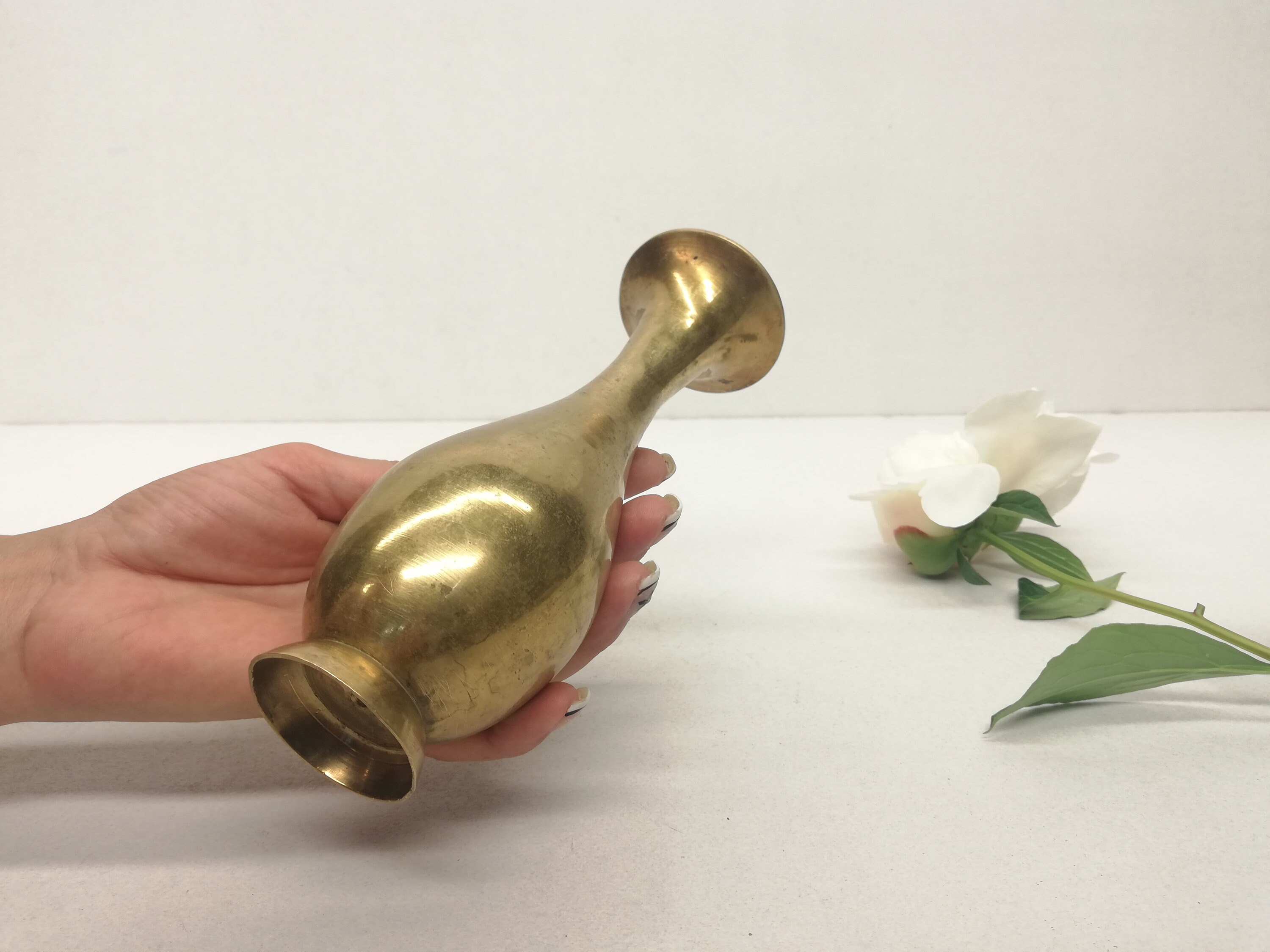 Vintage Small Brass Vase Solid Brass Vase Short Brass Vase Etsy