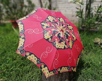 Vintage umbrella from 70s - Multicolored umbrella - Old umbrella from fabric and plastic handle - Children umbrella - Rain accessory - Gift