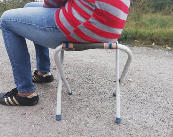 Vintage Metal Frame Folding Chair - 60s Camping Fishing Seat