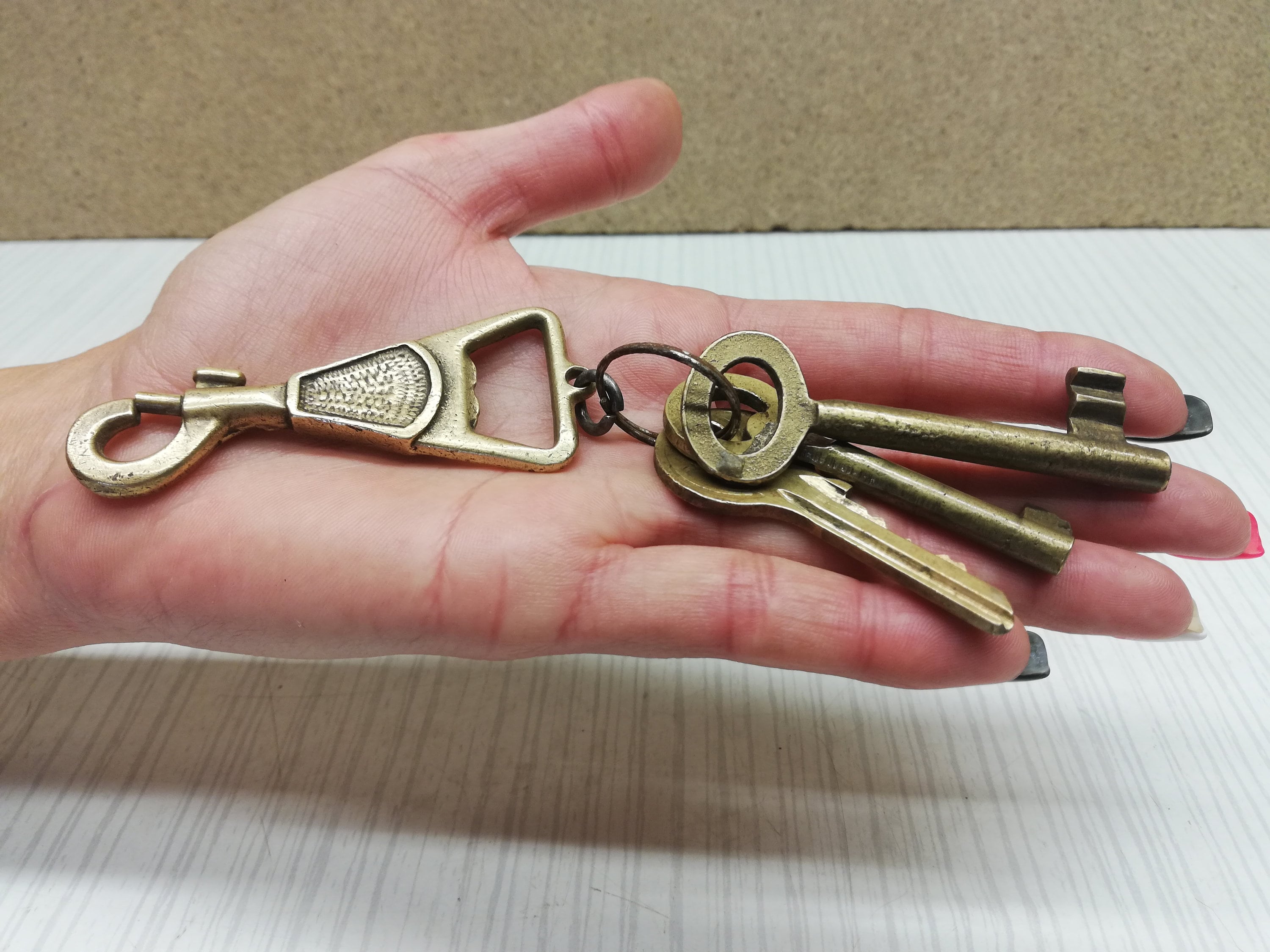 Vintage Keychain With 3 Keys Brass Kit Brass Key Holder Etsy