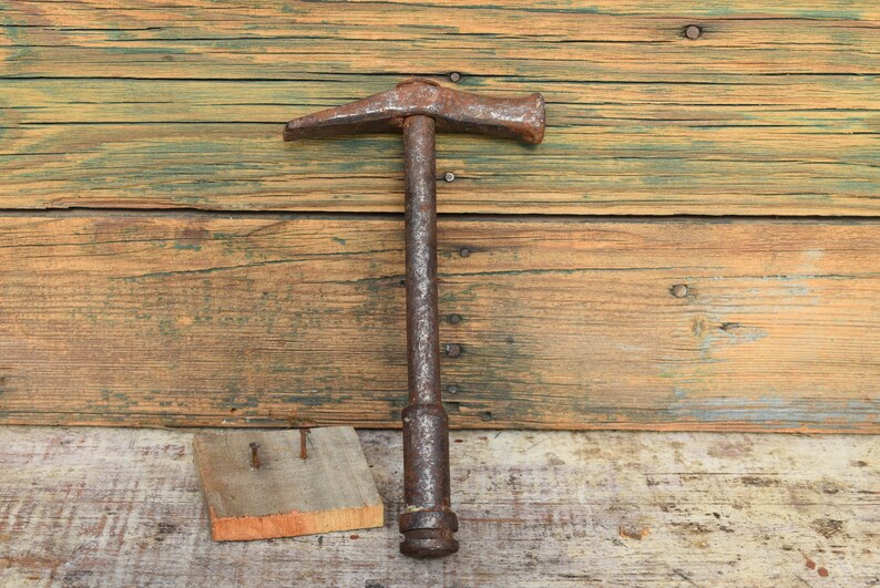Antique metal hammer from 20s Small hammer with metal handle Etsy
