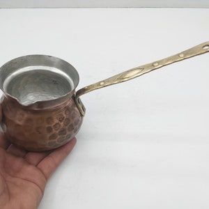 Kupfer & Messing Kaffeekanne - Türkische Kaffeemaschine - Vintage Kaffee Cezve - Handgemachte Kupferkanne - Türkische Kaffeekanne - Küchenkupfergeschirr 40er Jahre