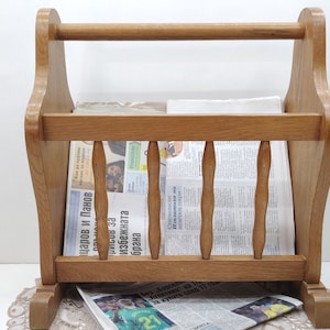 Vintage Wooden Magazine Rack: Retro Floor Stand Organizer
