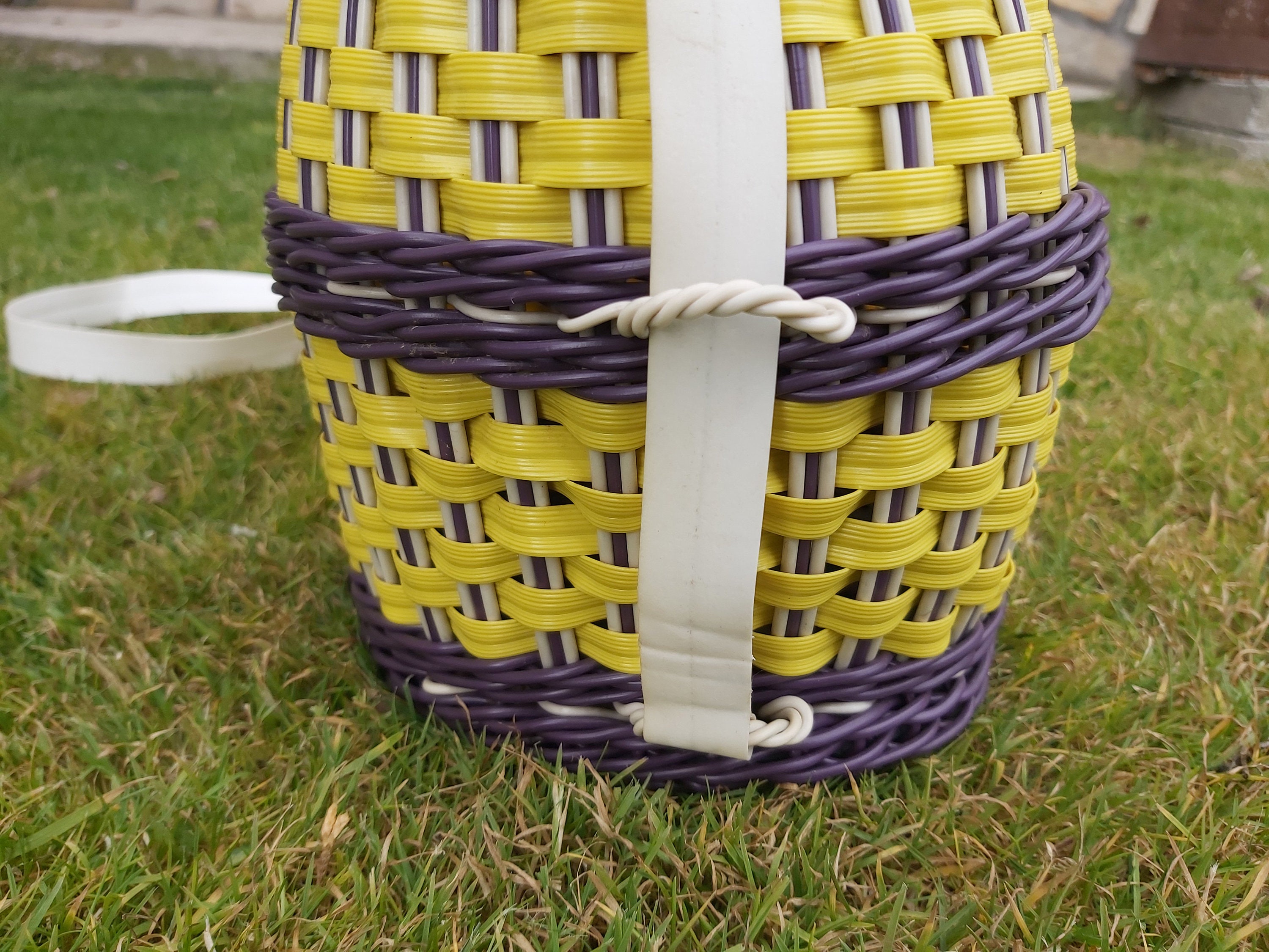 Vintage basket fly fishers Plastic wicker fishing basket Etsy