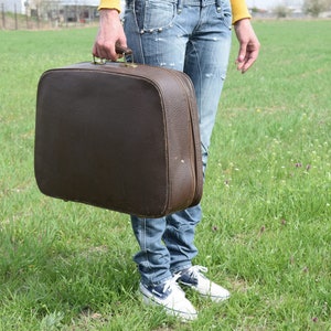 Vintage Brauner Leder Koffer: 1950er Jahre Retro Reisekoffer