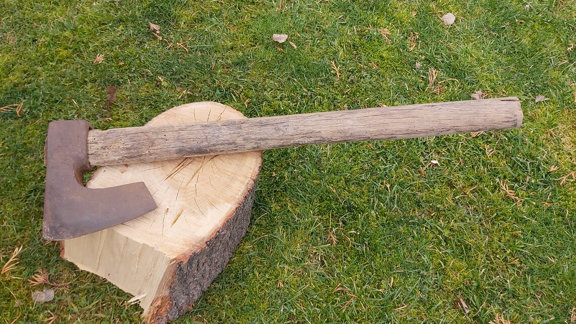 Axe Hand Wrought Iron Ax Hatchet With Wooden Handle Etsy