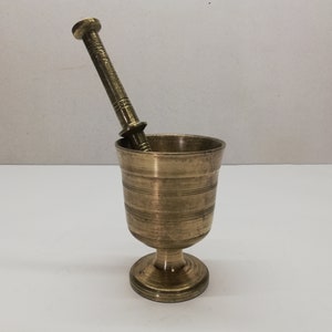 Vintage Bronze Mortar and Pestle: 1950s Pharmacy Herb Grinder