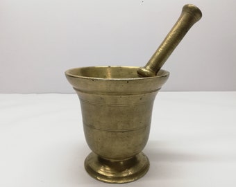 Heavy brass mortar and pestle - Antique herb grinder - Pharmacy bronze mortar & pestle - Medicine - Apothecary tool - Kitchen spice grinder