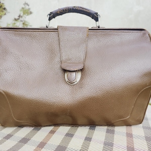 Leren dokterstas VTG - bruine medische schooltas - Gladstone handtas - doktersdraagtas - apothekerstas - Steampunktas 40's