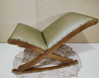 Vintage Handmade Wood Rocking Chair - Child's Upholstered Lounge Seat
