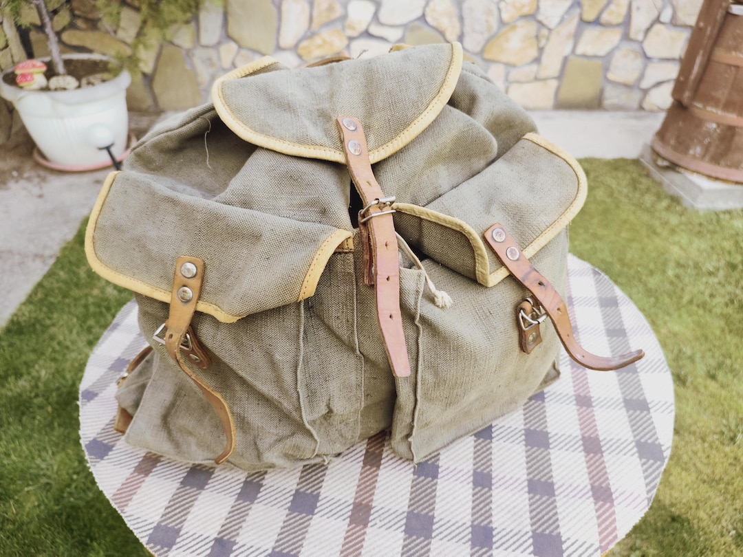 Vintage Canvas Backpack: 70s Military Style Travel Rucksack - Etsy