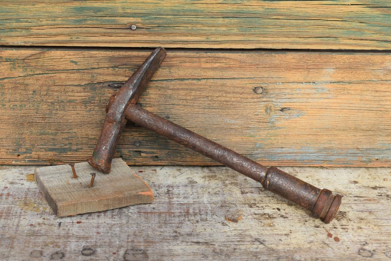 Antique metal hammer from 20s Small hammer with metal handle Etsy