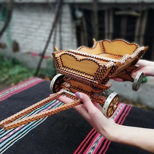 ヴィンテージ木製カート、手作りカート、フォークアート、カントリーハウスの装飾、ガーデン装飾、ホームデコレーション、90年代頃製、コレクター向け、木工品