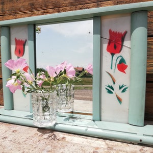 Old mirror with wooden frame - Mirror from 50s - Wall mirror - Retro mirror - Home decor - Interior for wall - Old mirror - Beautiful mirror