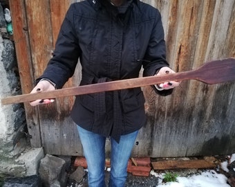 Vintage wooden spatula - Primitive kitchen tool - Stirrer with long handle - Large wooden spoon - Hand mixer - Old European wooden cookware