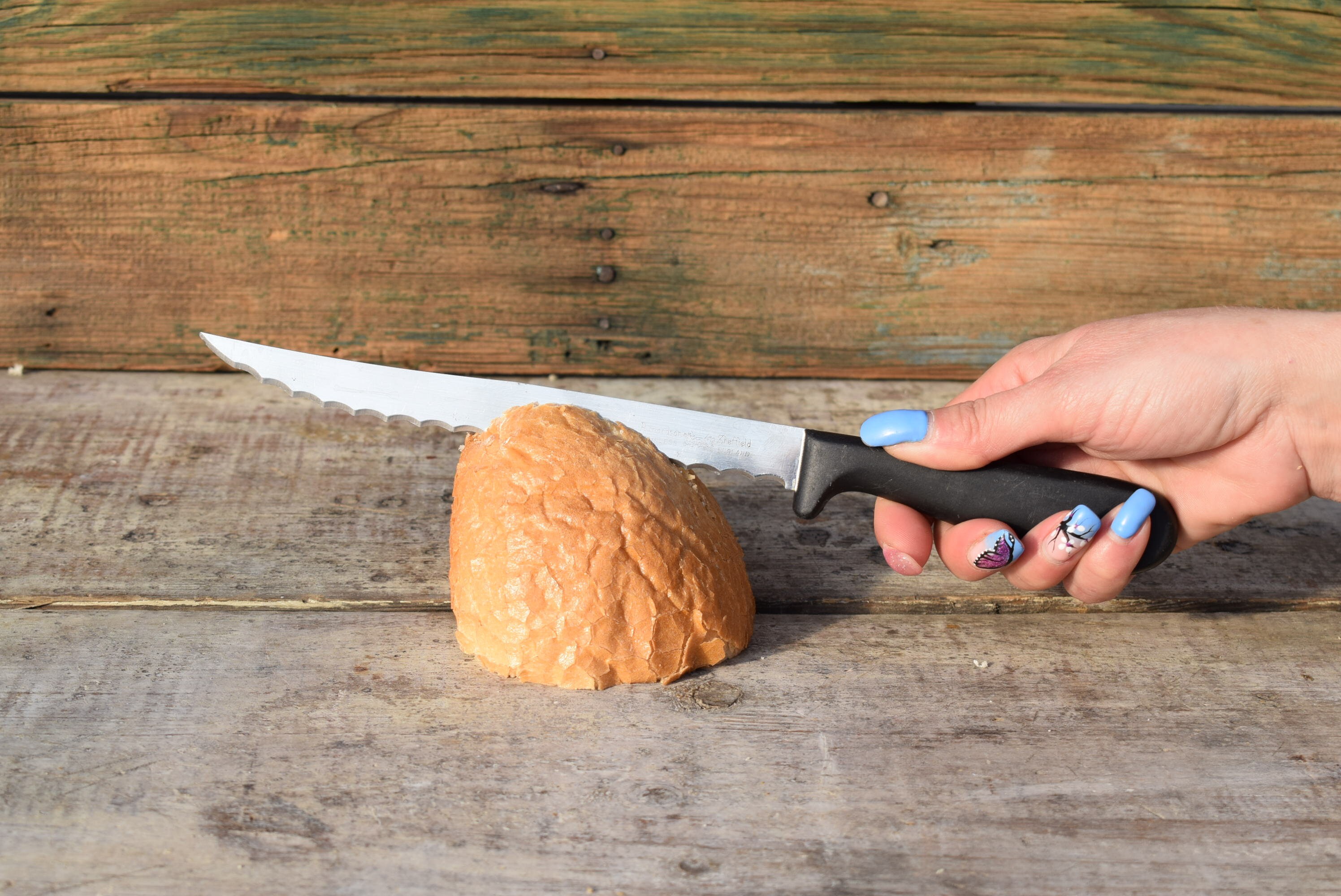 Vintage Bread Knife Knife of Stainless Steel Black Plastic Etsy