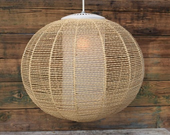 Vintage lamphade from 80s, Handmade lamshade,Made in Bulgaria, Made of metal and wicker, Old hanging lampshade, 250 V, Home decor, Gift idea