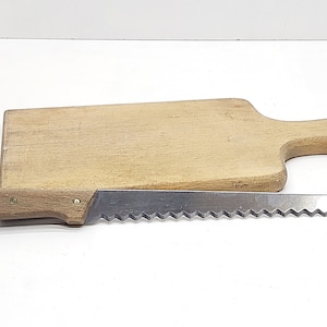 Cuchillo de pan vintage: hoja dentada de acero inoxidable, mango de madera