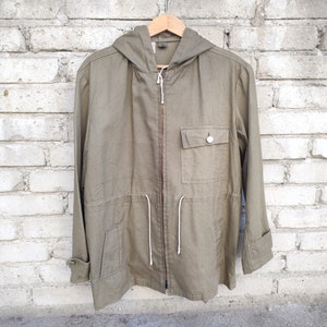 Vintage canvas anorak - Mountain khaki parka - Hooded canvas jacket - Army smock anorak with zipper - Tourist canvas anorak - Gift for scout