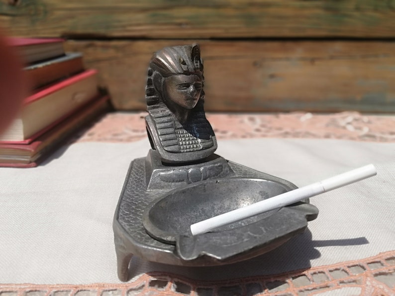 Ashtray for your collection Ashtray from the USSR Ancient metal ashtray of 50s Ashtray for smokers Old ashtray with Egyptian figure