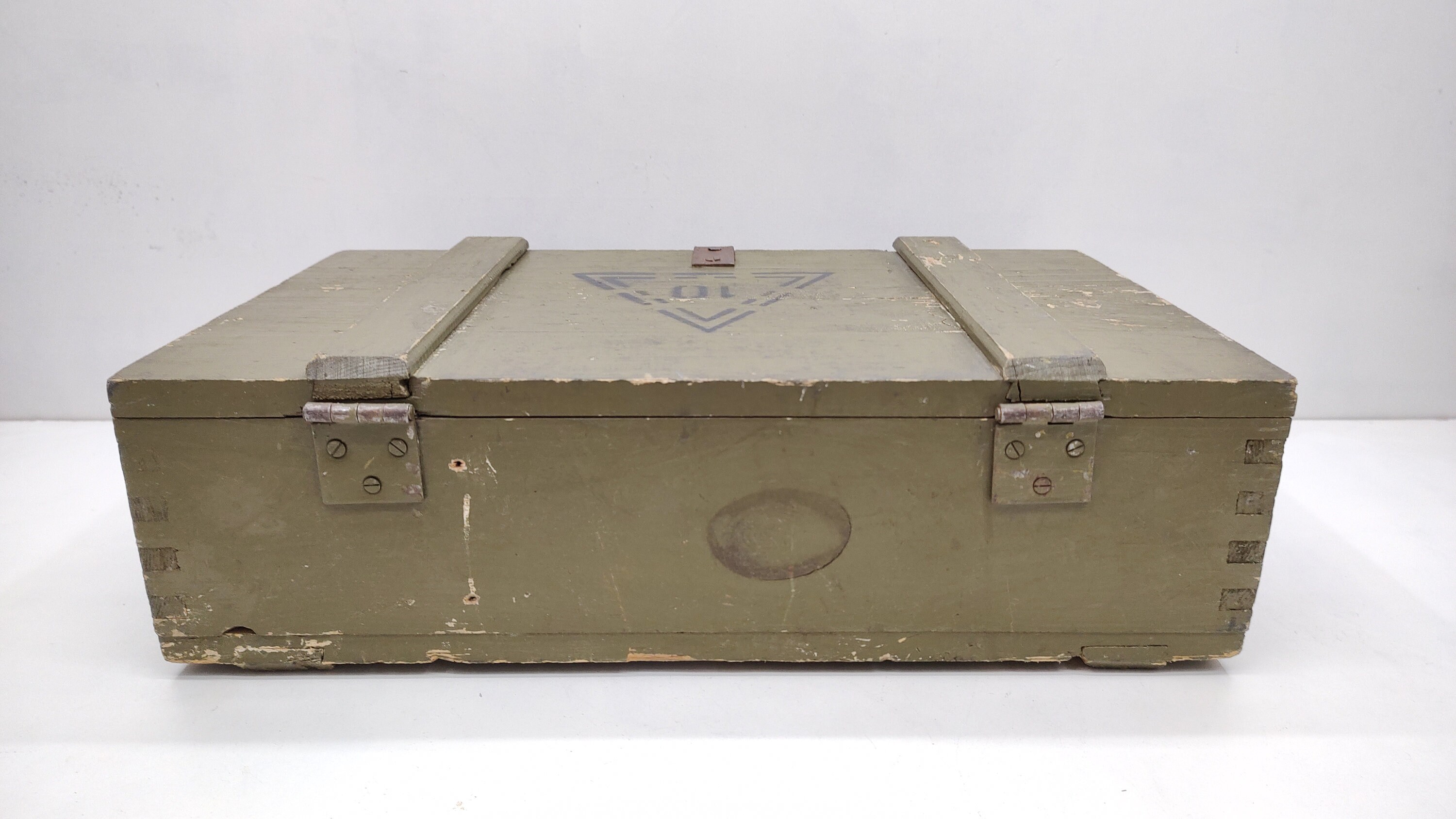 Vintage Military Wooden Trunk '70s - Green Ammo Crate