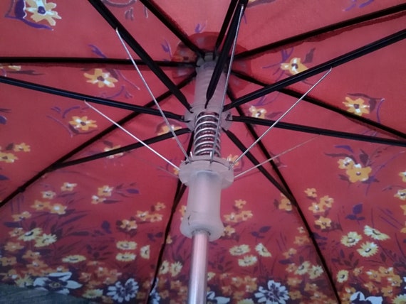 Vintage children's umbrela, Floral umbrela, Autom… - image 6