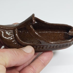 Vintage pottery ashtray - Handmade clay ashtray - Single shoe-shaped ashtray - Ceramic folk souvenir - Bulgarian Art - Tobacciana - Man Cave