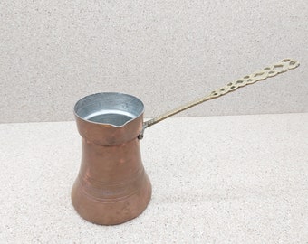 Vintage Hand Hammered Copper Turkish Coffee Pot - Cezve Ibrik
