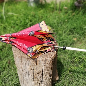 Vintage umbrella from 70s Multicolored umbrella Old umbrella from fabric and plastic handle Children umbrella Rain accessory Gift image 8