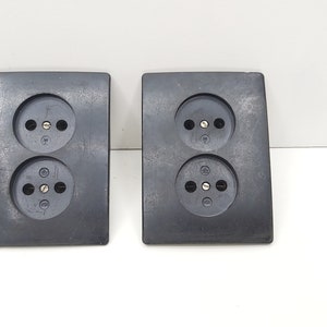 Vintage set bakelite sockets - Wall electrical outlets - Electric fixtures 250V-10A - Industrial socket plugs - Bakelite contacts - Lighting