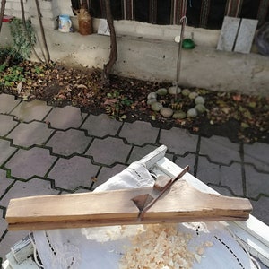 Pialla di legno antico, strumento antico fatto a mano, strumento di lavorazione del legno, bit decor, workshop arredamento, regalo di Natale, legno antico 1800s