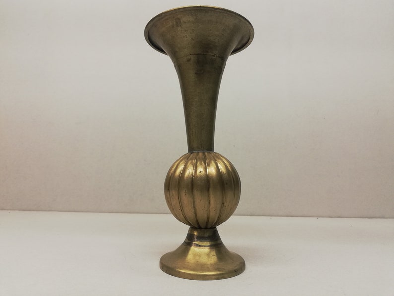 Vintage Small Brass Vase Solid Brass Vase Trumpet Vase Etsy