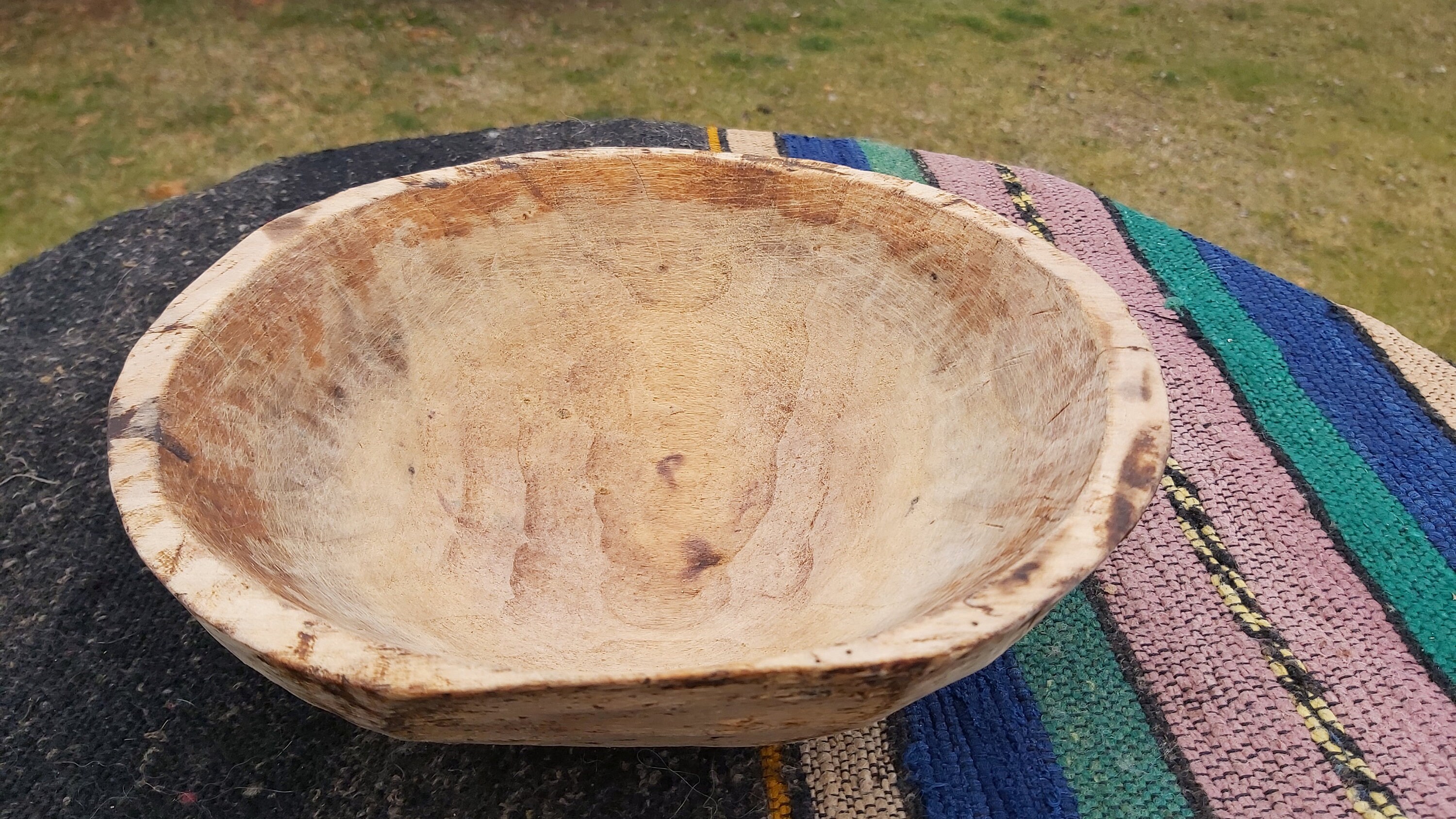 Wooden Dough Bowl Hand Carved Bread Kneading Trough Small Etsy