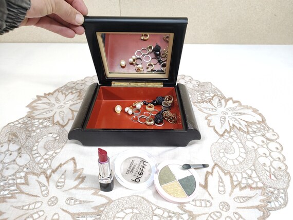 Vintage wooden jewelry box - Painted keepsake cas… - image 9
