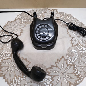 Vintage schwarzes Bakelit Wählscheibe Telefon - Retro Festnetz Schreibtisch Dekor