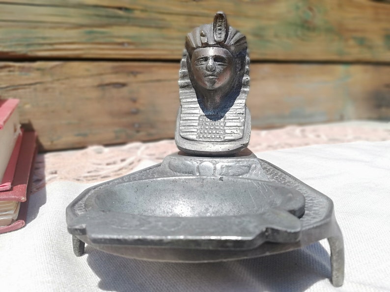 Ashtray for your collection Ashtray from the USSR Ancient metal ashtray of 50s Ashtray for smokers Old ashtray with Egyptian figure