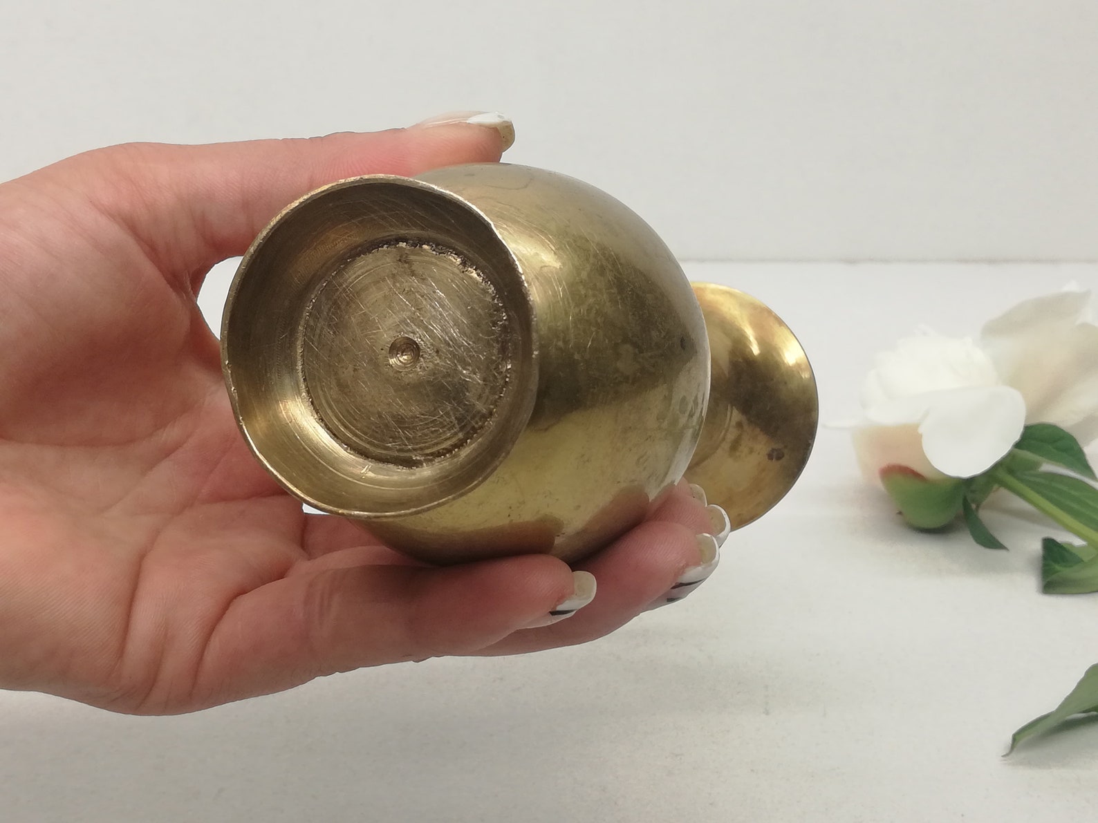 Vintage Small Brass Vase Solid Brass Vase Short Brass Vase Etsy