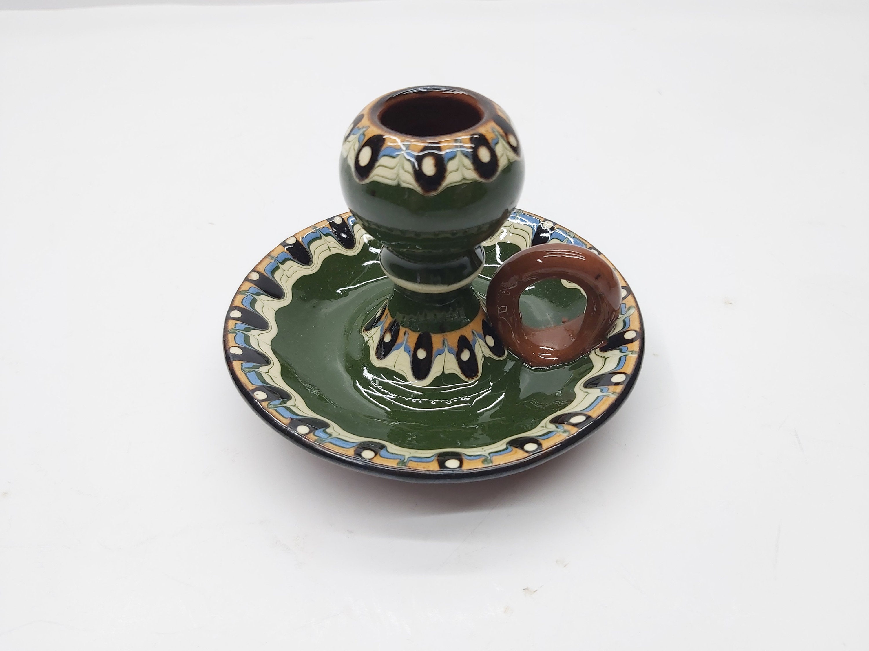 Bougeoir, poterie vintage, Manziat, vintage