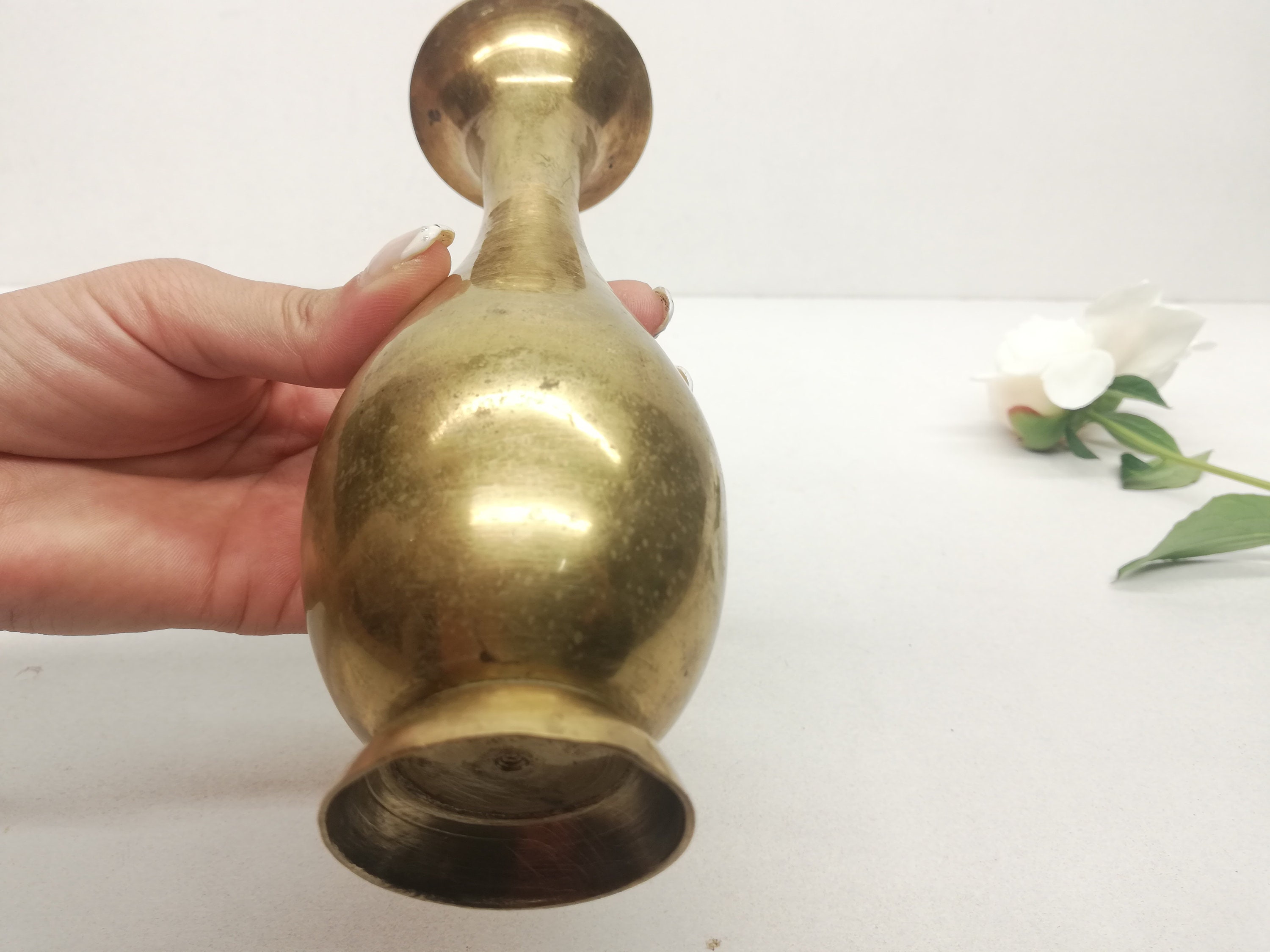 Vintage Small Brass Vase Solid Brass Vase Short Brass Vase Etsy